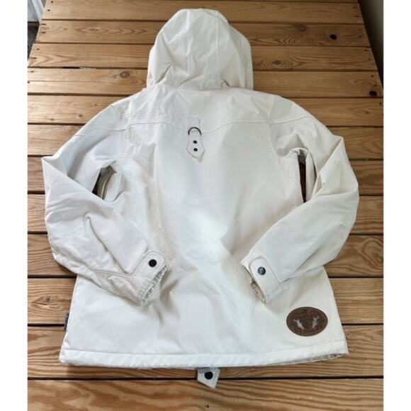 Burton Hooded Snowboarding Jacket Size Medium Women’s White Full Zip/Snap - Picture 2 of 9